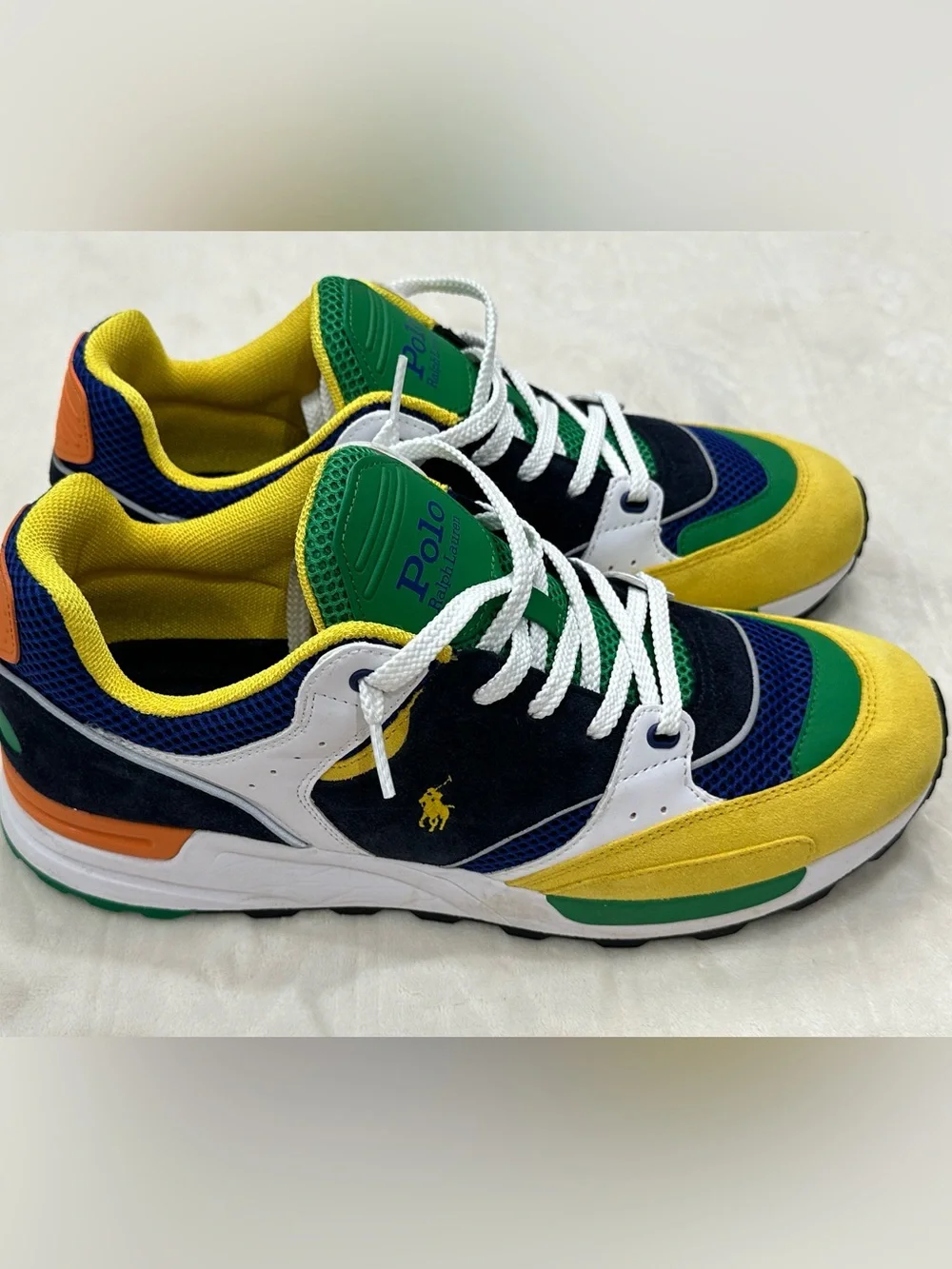 Polo by Ralph Lauren Men's Navy, Green and Yellow Athletic Sneakers